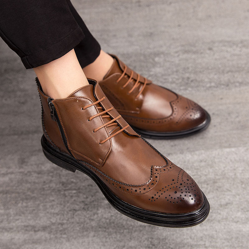 Men's Leather High-Top Retro Trendy Shoes