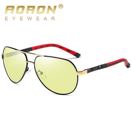 Metal Polarized Color-changing Round  Driving Sunglasses