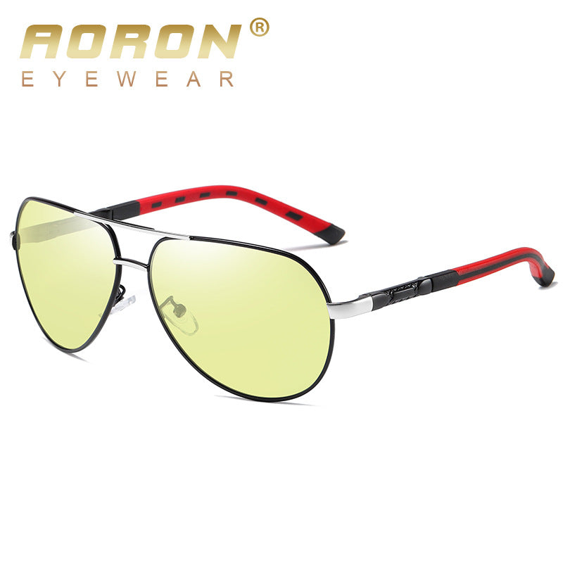 Metal Polarized Color-changing Round  Driving Sunglasses