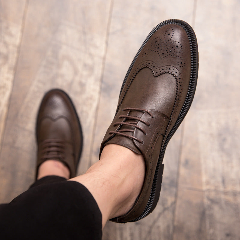 Men's Lace-up Brock Engraved Casual Leather Shoes