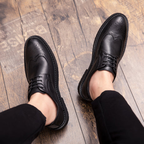 Men's Lace-up Brock Engraved Casual Leather Shoes