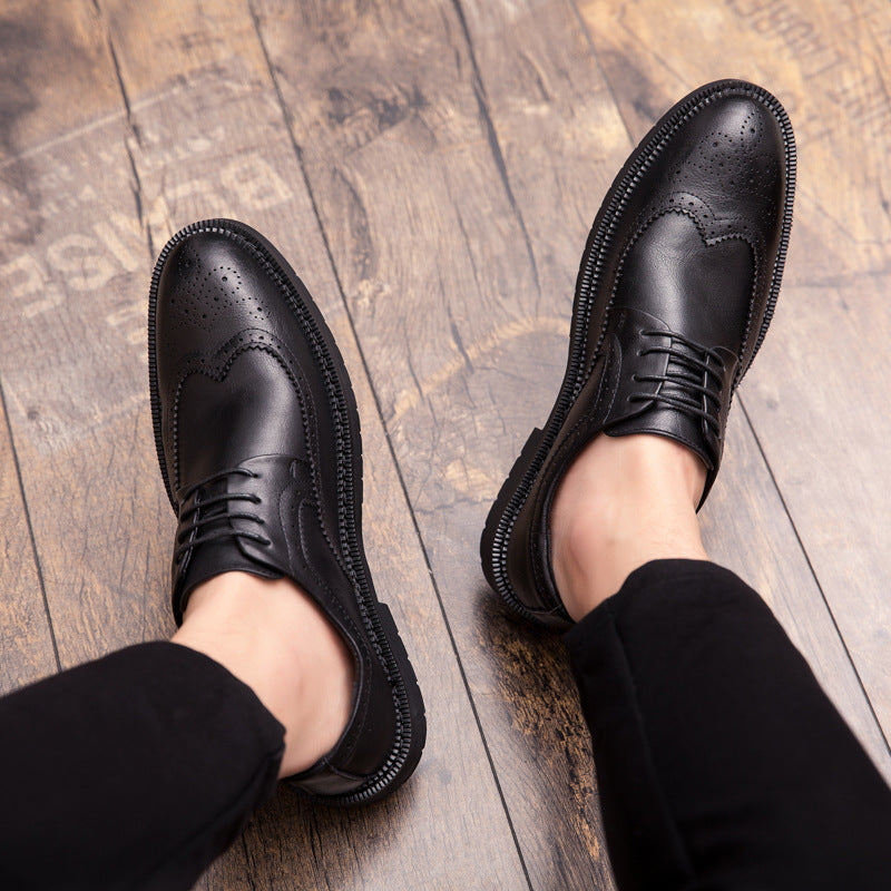 Men's Lace-up Brock Engraved Casual Leather Shoes