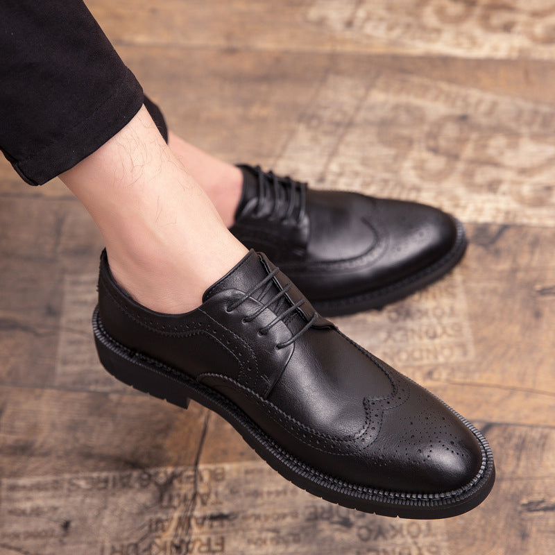 Men's Lace-up Brock Engraved Casual Leather Shoes