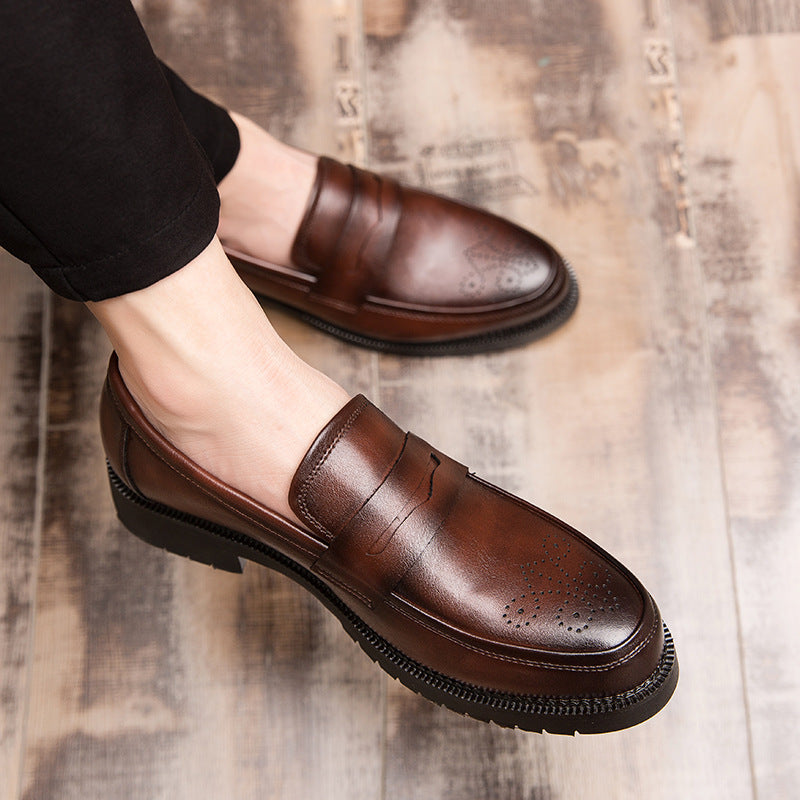 Men's Leather Block Engrave Casual Shoes