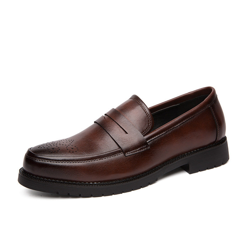 Men's Leather Block Engrave Casual Shoes