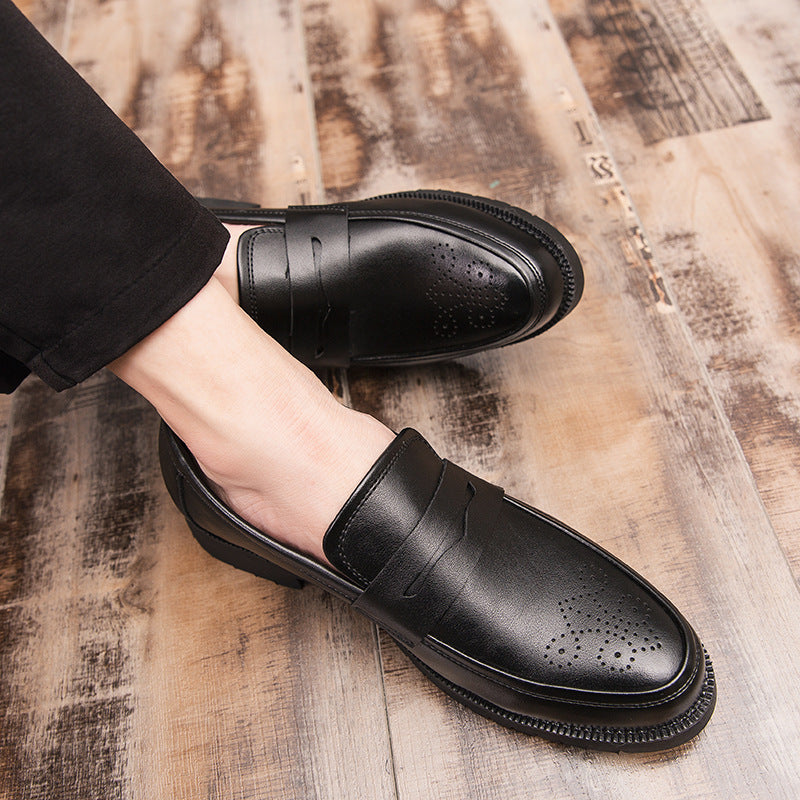 Men's Leather Block Engrave Casual Shoes
