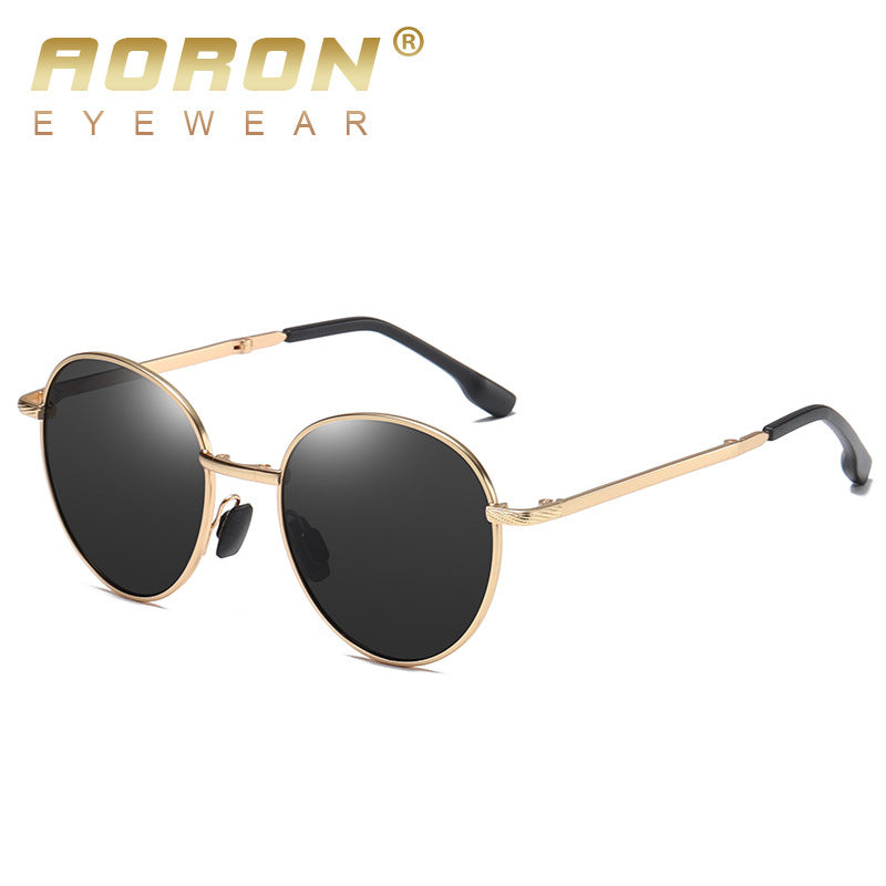 Men's Folding Polarized Round Frame Colorful Sunglasses