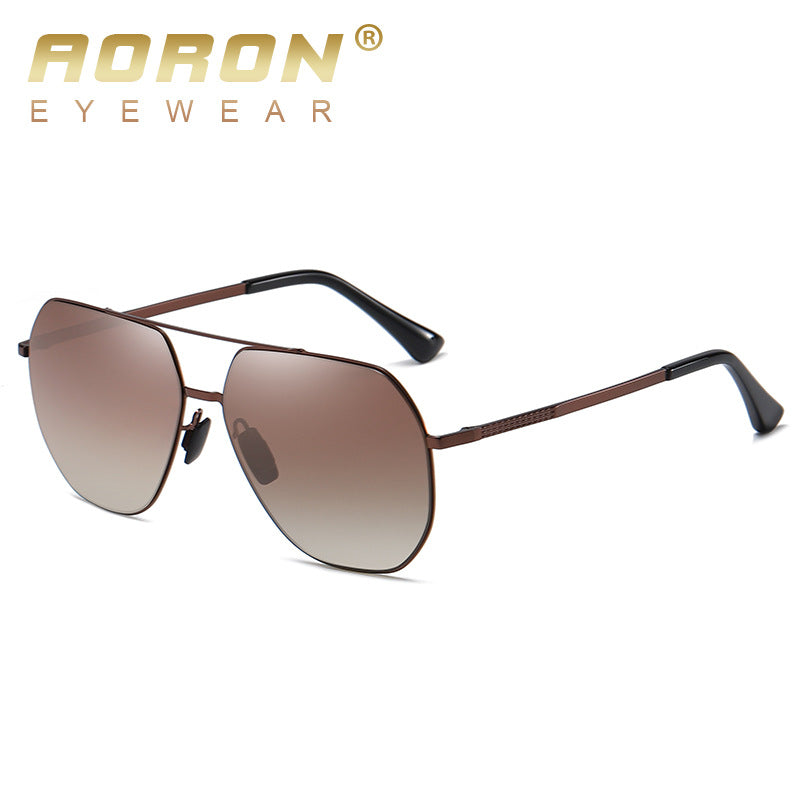 Men's Large Frame Two-color Metal Polarized Sunglasses