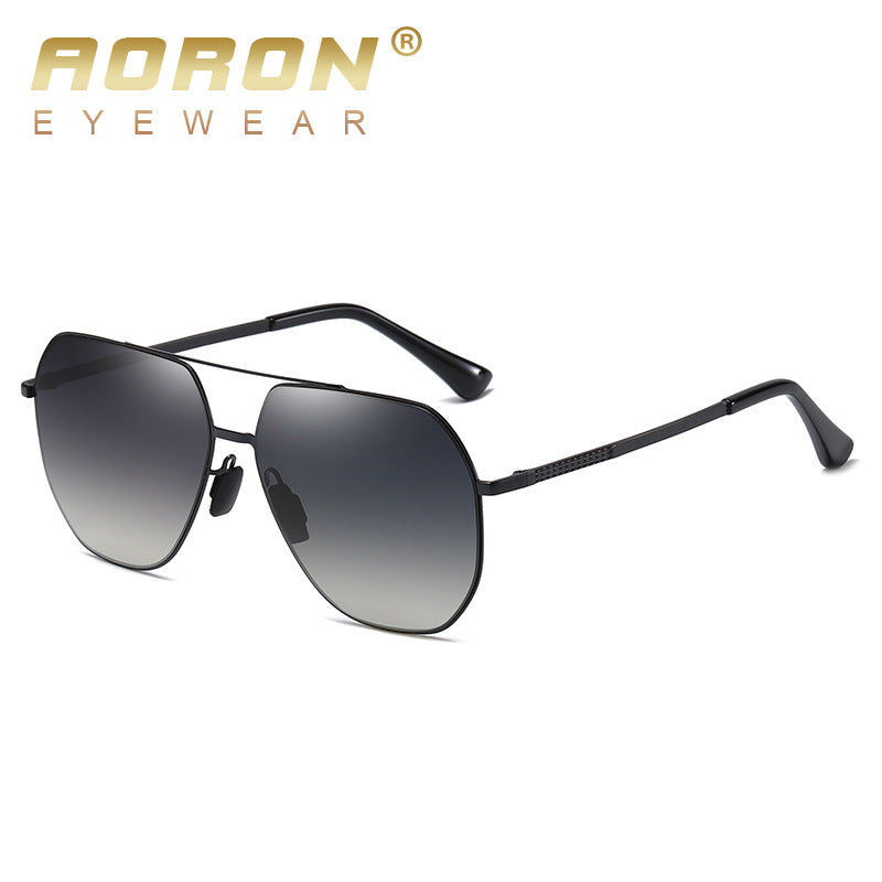 Men's Large Frame Two-color Metal Polarized Sunglasses