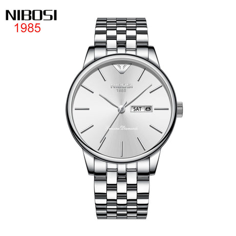 Men's Gold Double Calendar Solid Steel Belt Watch