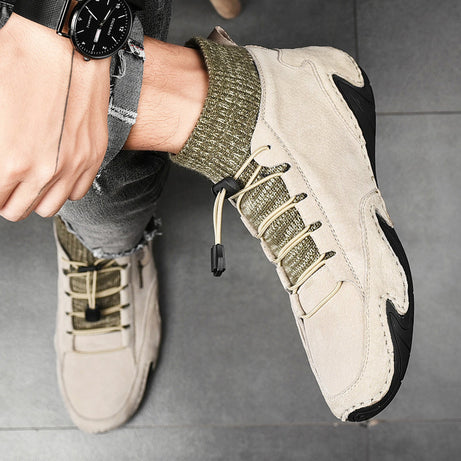 Men's Leather Fashionable High-Top Casual Shoes