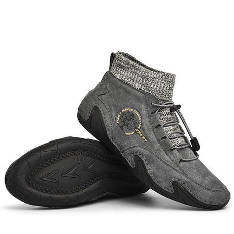 Men's Leather Fashionable High-Top Casual Shoes