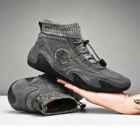 Men's Leather Fashionable High-Top Casual Shoes