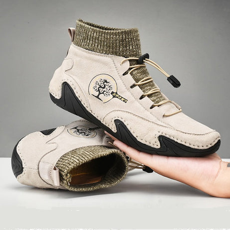 Men's Leather Fashionable High-Top Casual Shoes