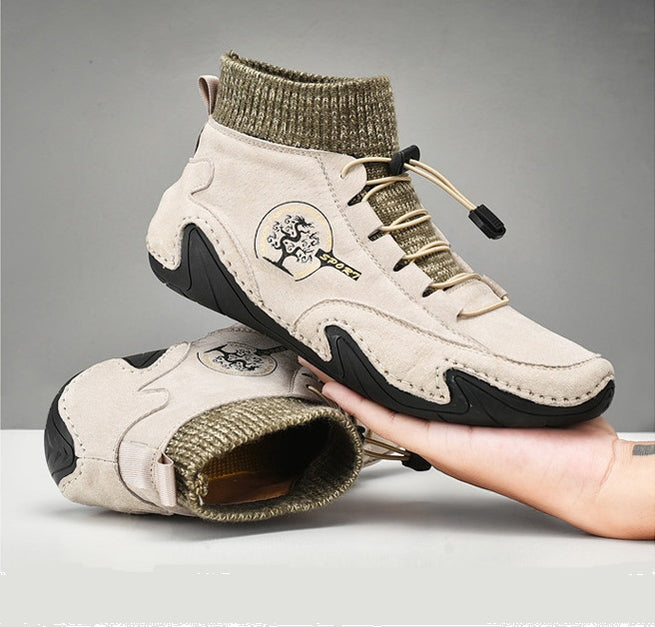 Men's Leather Fashionable High-Top Casual Shoes