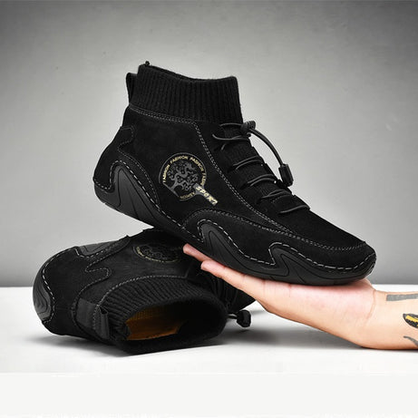 Men's Leather Fashionable High-Top Casual Shoes