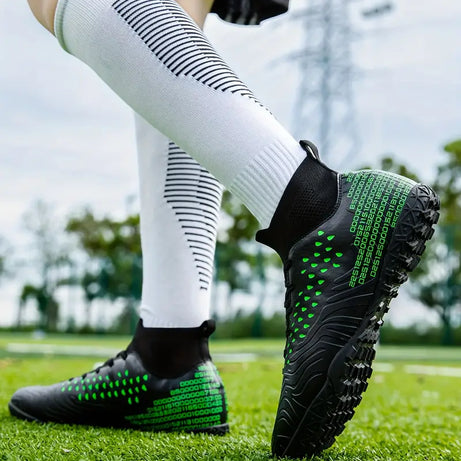 Men's  Synthetic Leather High-Top Football Turf Sports Shoes (In Stock)