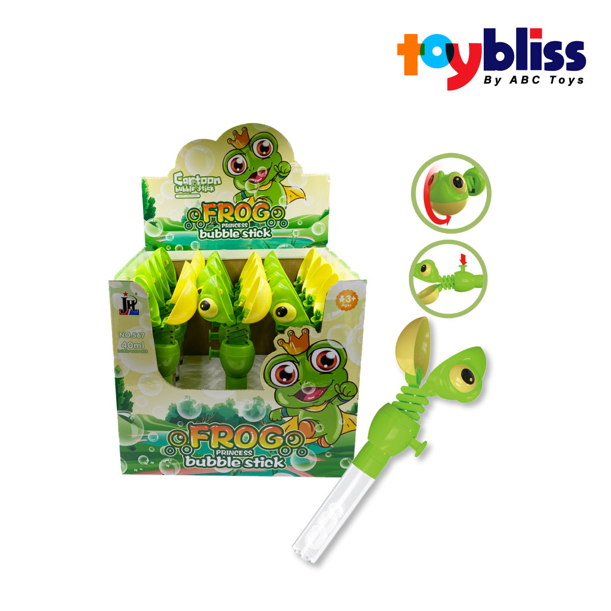 Toybliss Frog Bubble Stick (567), Ages 3+