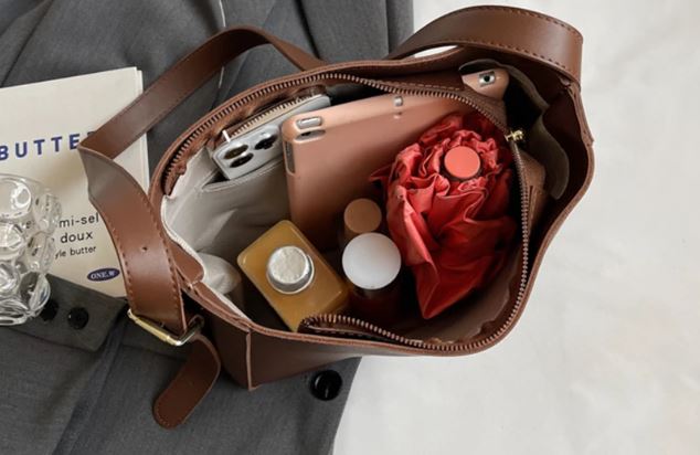 Women's Leather Casual Shoulder Bucket Bag