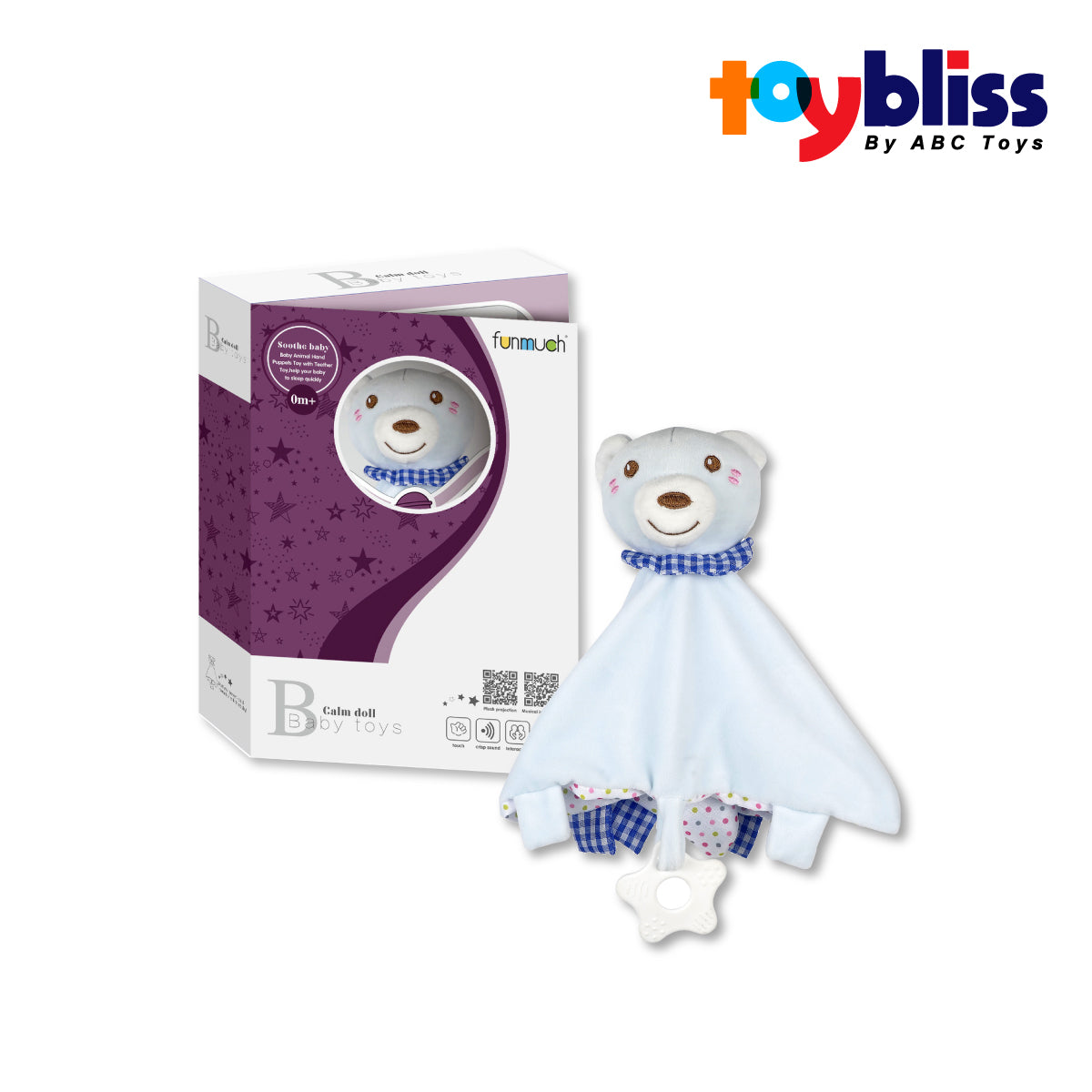 Toybliss Baby Soothe Towel & Silicone Teether (FM555-14H), Ages 0+