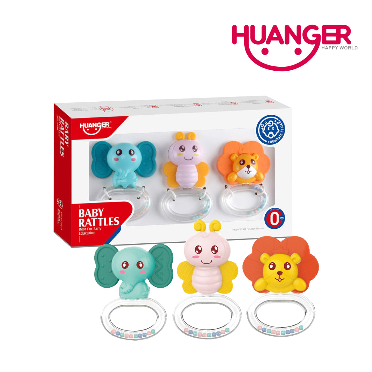 Huanger HE0135 Baby Rattles 3 Pieces, Ages 0m+