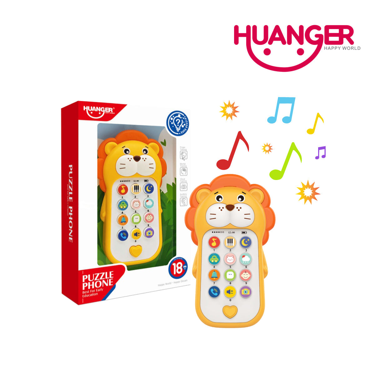 Huanger HE0557 Fun Cartoon Lion Phone with Light & Music, Ages 18m+