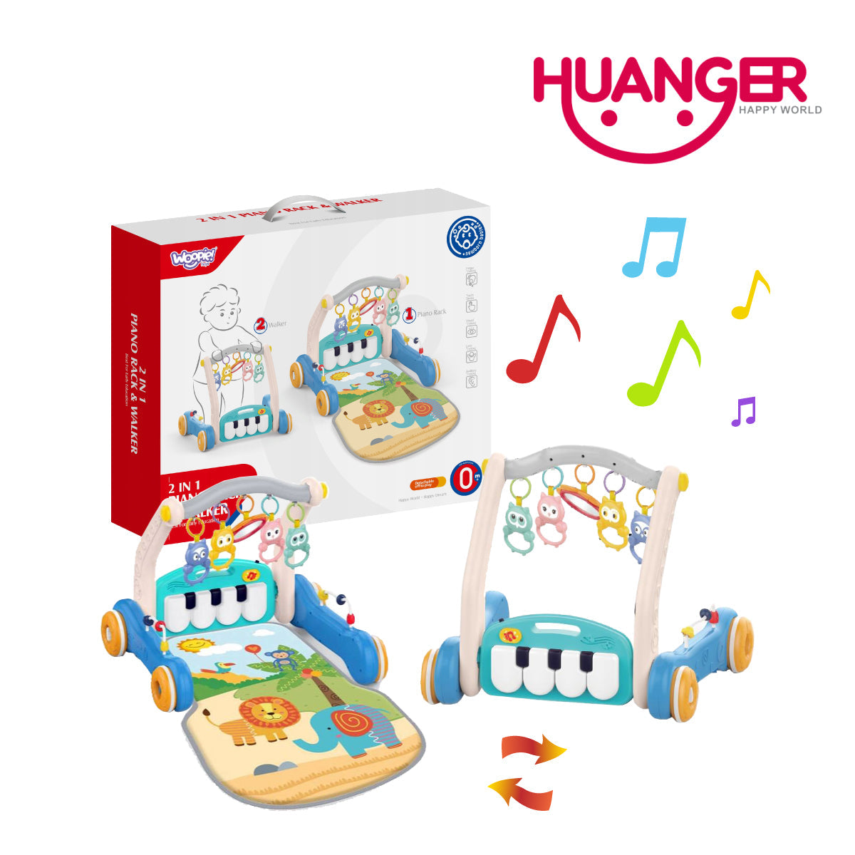 Huanger HE0637 2 In 1 Baby Musical Piano Playmat & Walker, Ages 0m+