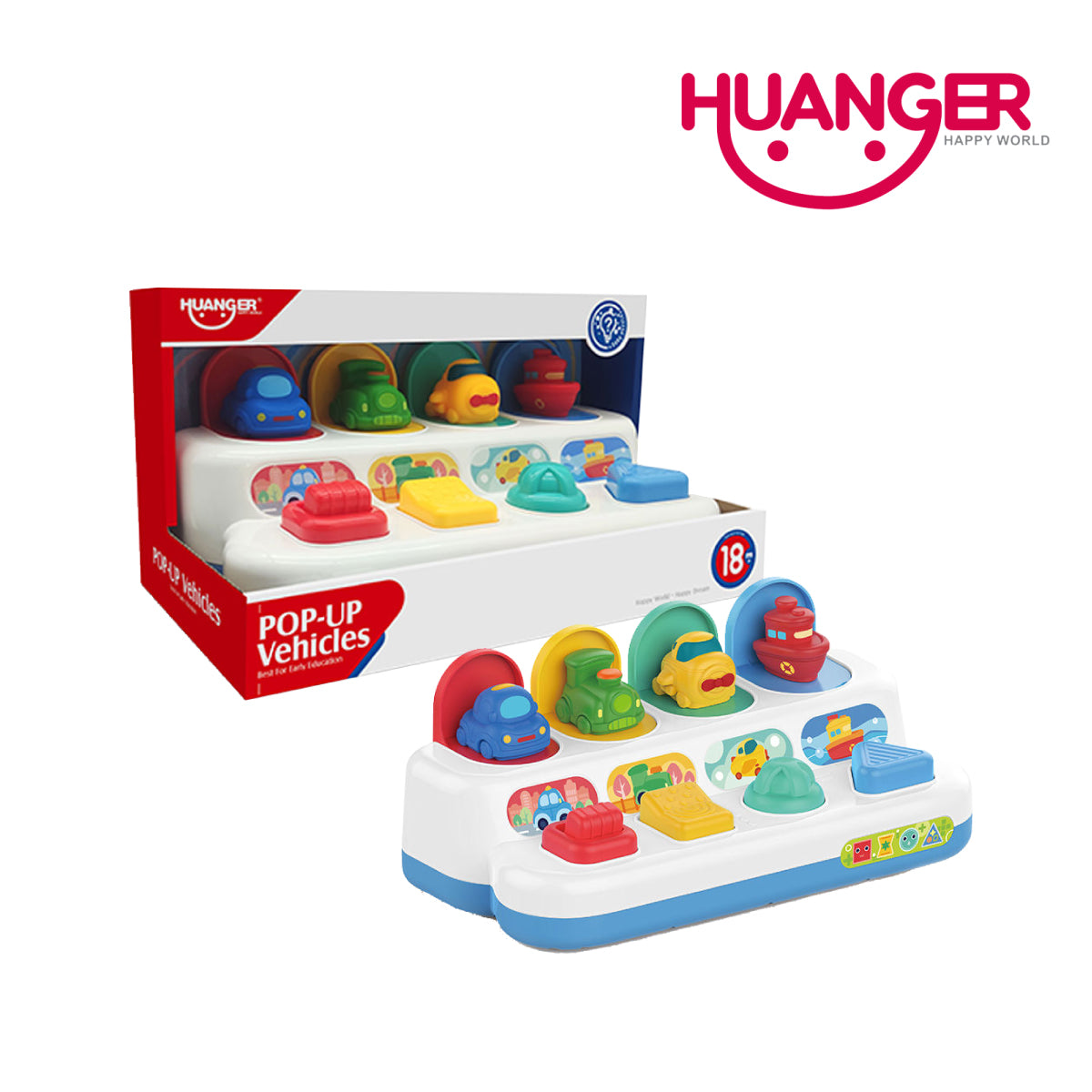 Huanger HE8076 Baby Pop Up Peek A Boo Activity Vehicles Toy, Ages 18m+