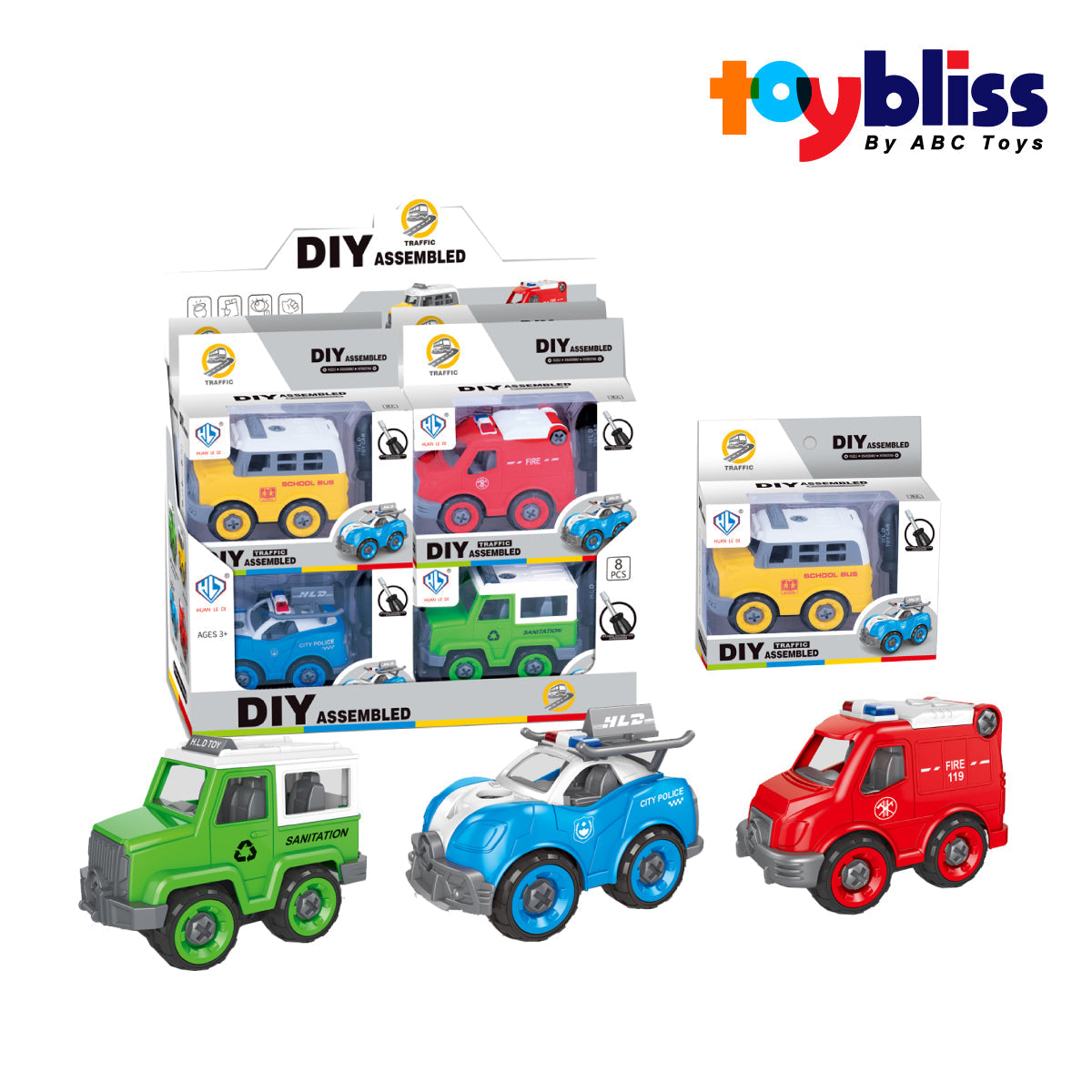 Toybliss HUANLEDI DIY Traffic Assembled Car (858-33), Ages 3+