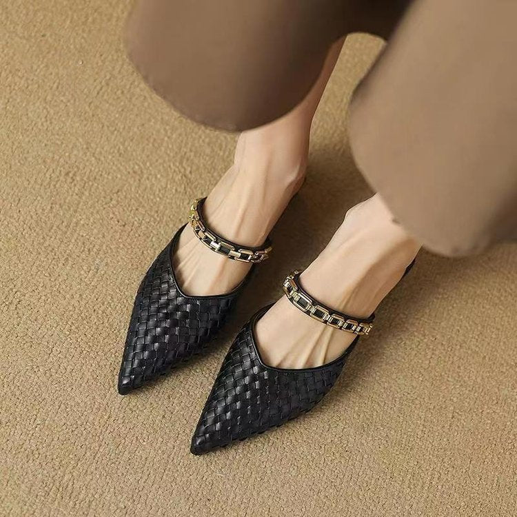 Women's Retro Pointed Half Slippers (In Stock)