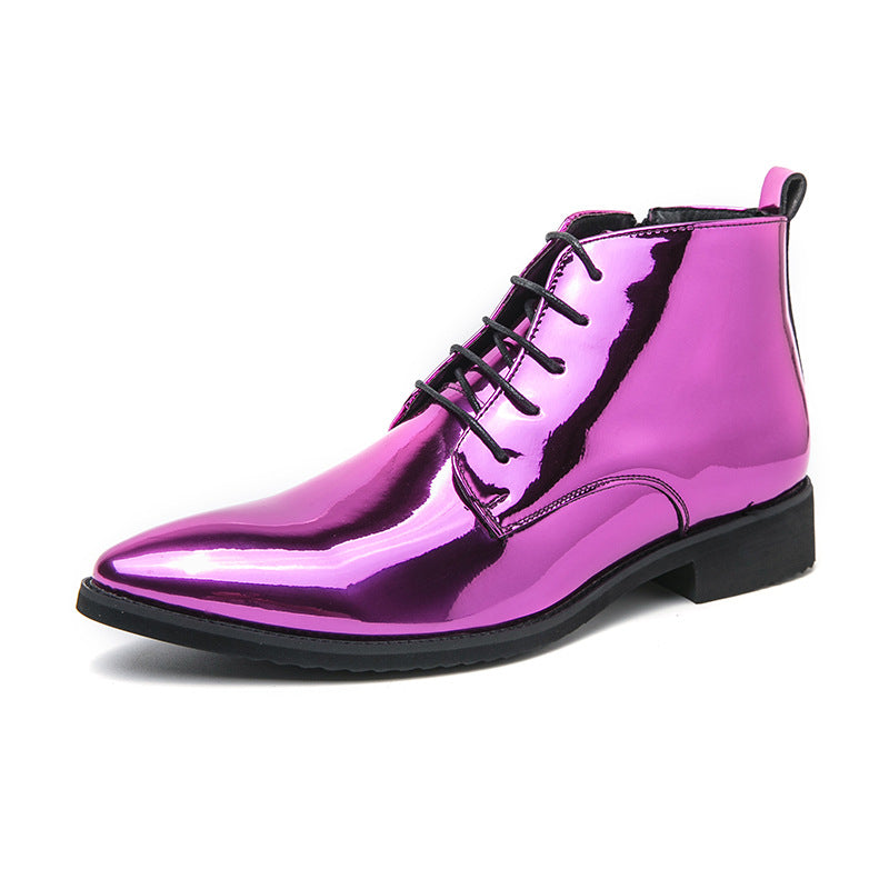 Men's Leather Fashion High-Top Pointed Boots