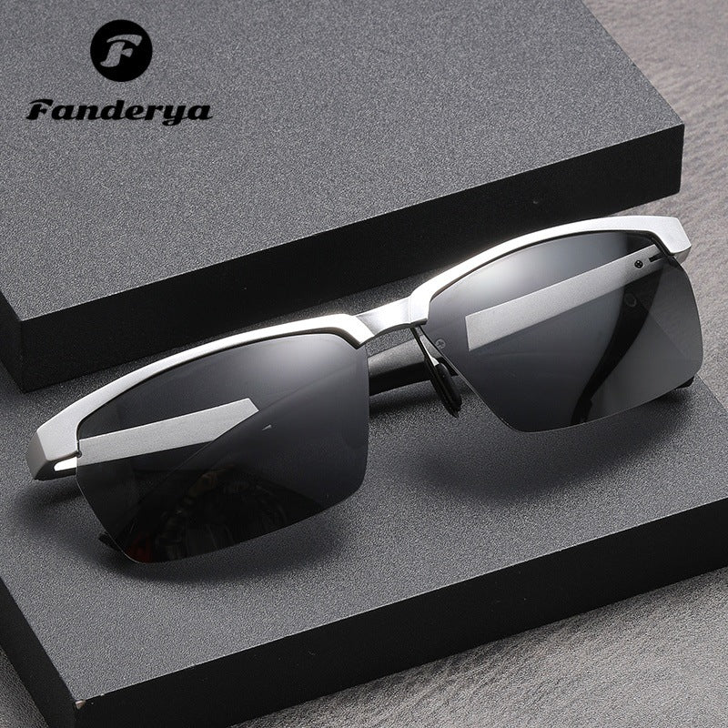 Men's Aluminum Half-frame Polarized UV-proof Sunglasses