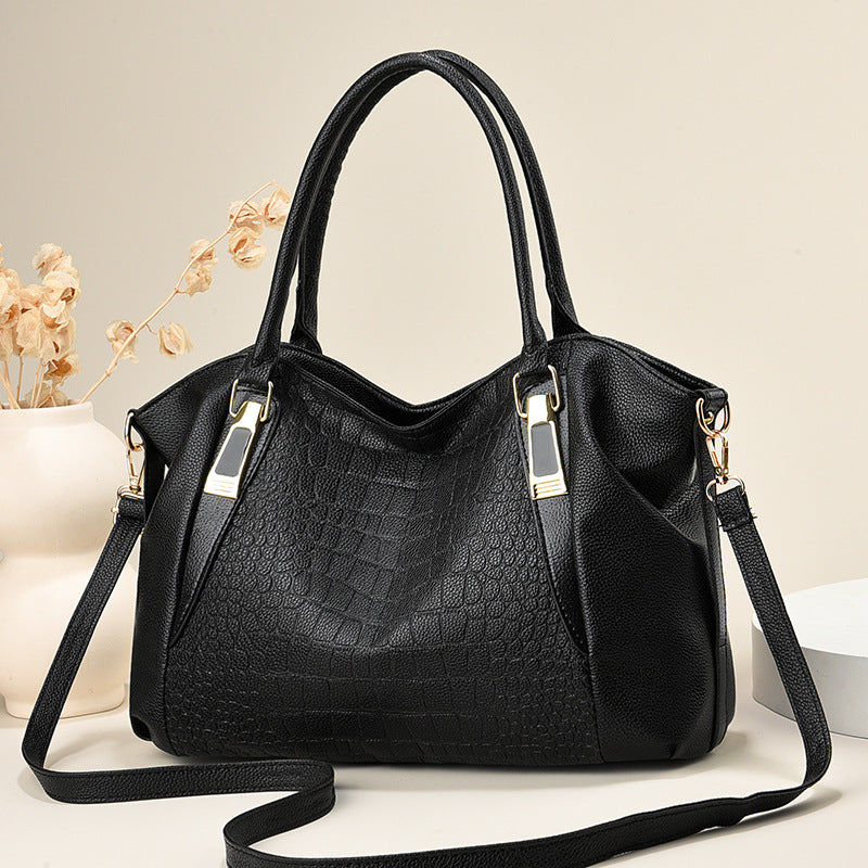 Women's Crocodile Pattern Handbag Soft Leather Big
