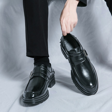 Men's Leather Buckle Rivet Leather Shoes