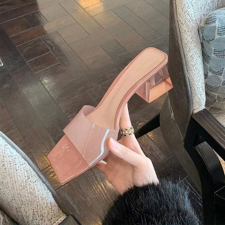 Women's High Heel Transparent Slipper