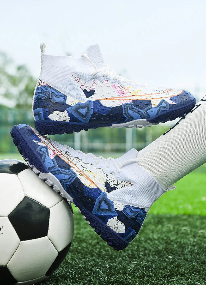 Men's Fly Knitting High-Top Football Turf Sports Shoes