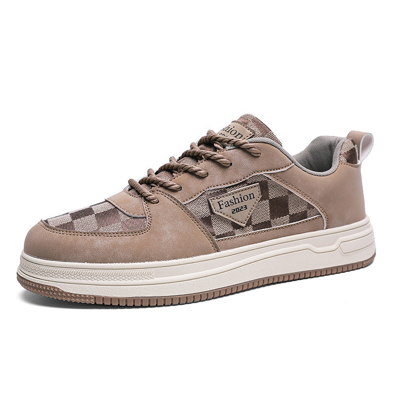 Men's High-Top Leather Casual Canvas Shoes