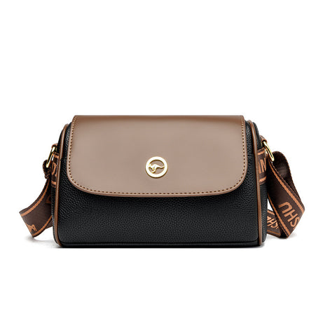 Women's Leather Contrasting Trendy Shoulder Bag