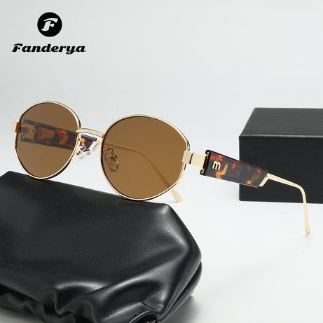 Women's Retro Small Oval Frame UV Protection Sunglasses