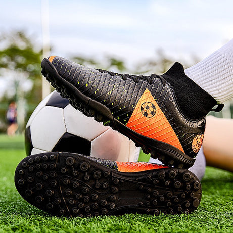 Men's Football High-Top Breathable Broken Nails Shoes