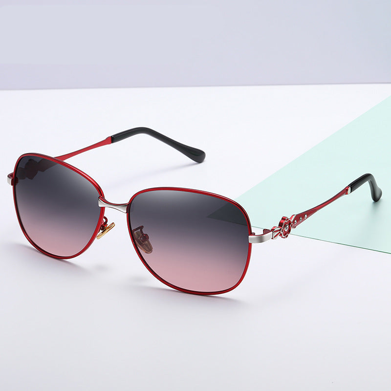 Women's Polarized Large Frame Metal Sunglasses