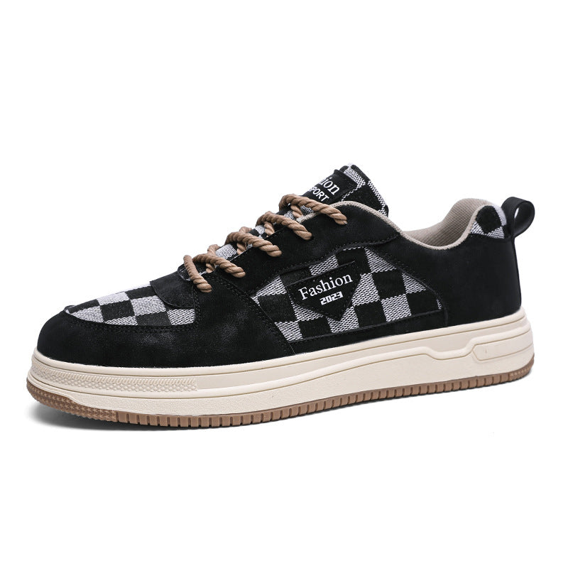 Men's High-Top Leather Casual Canvas Shoes
