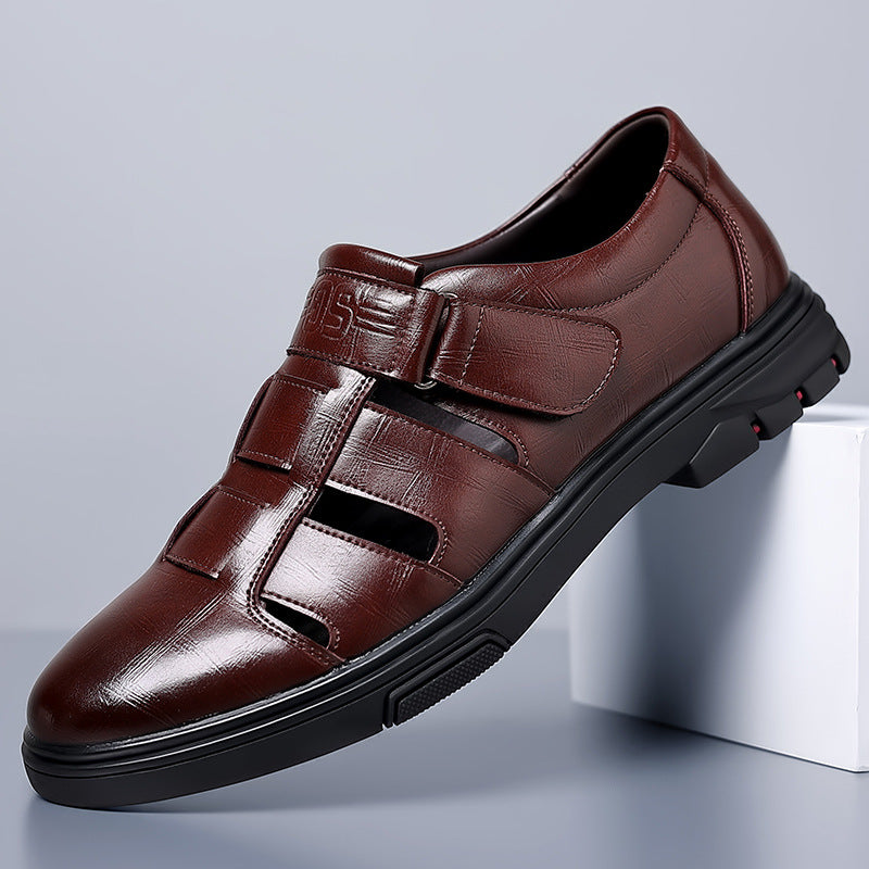 Men's Leather Hollow Breathable Sandals