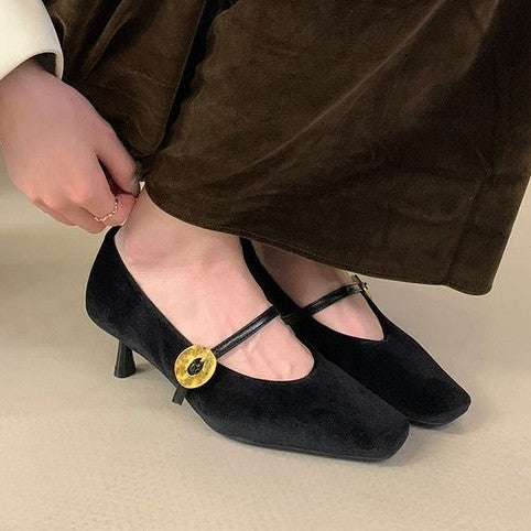 Women's Pointed Toe High Heels Mary Jane Pumps Shoes
