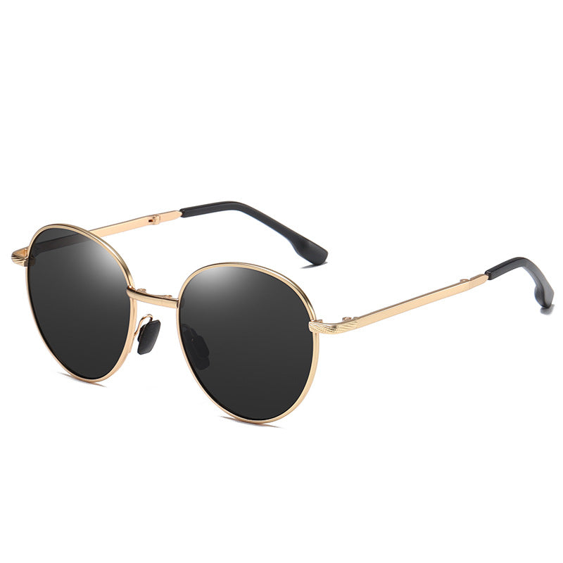 Men's Folding Polarized Round Frame Colorful Sunglasses