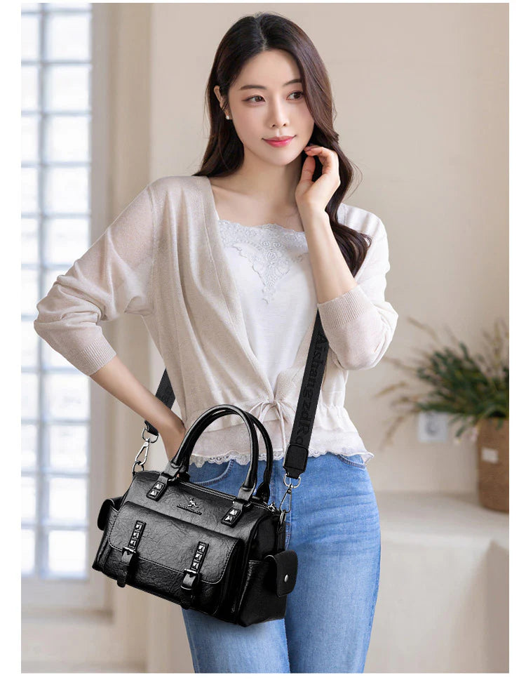 Women's Leather Trendy Shoulder Handbag