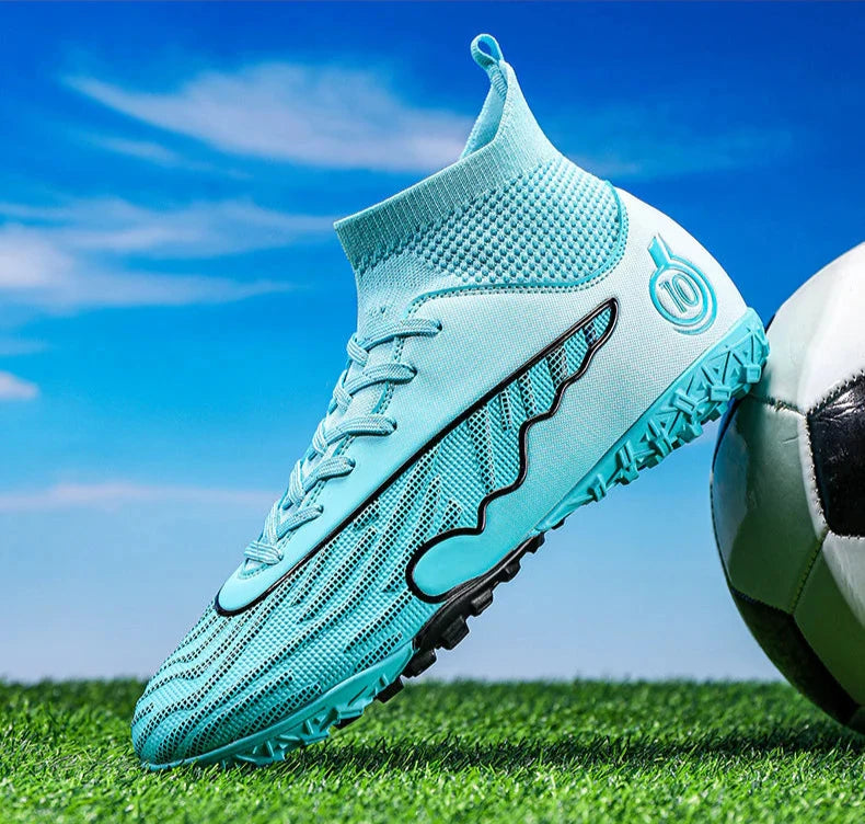 Men's Fly Knitting High-Top Fooball Turf Sports Shoes