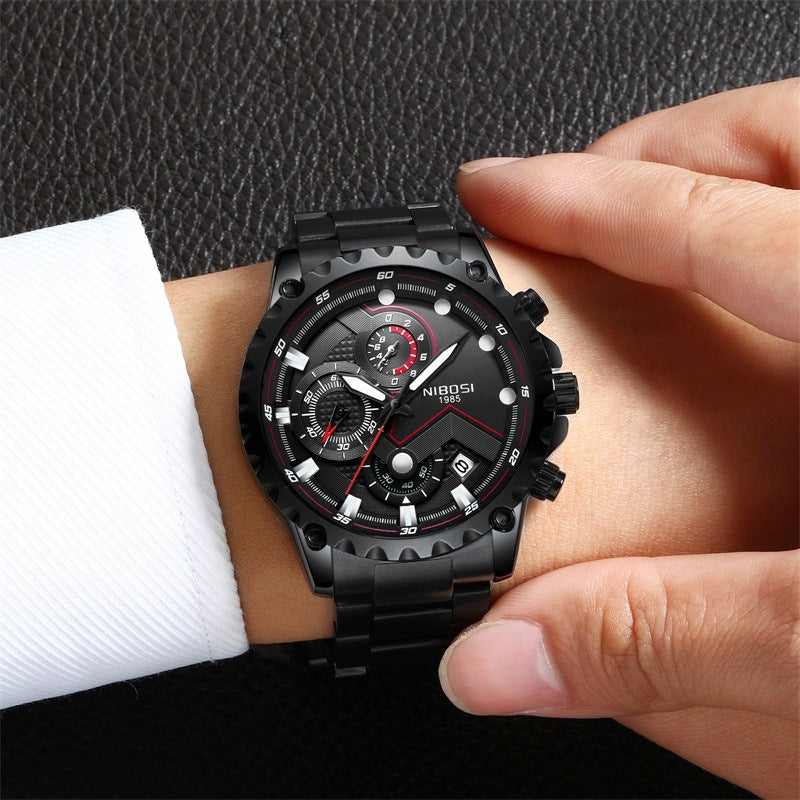 Men's Waterproof Solid Steel Belt Watch