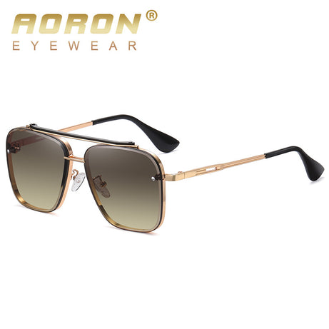 Men's Colorful Two-color Large-frame Metal Sunglasses