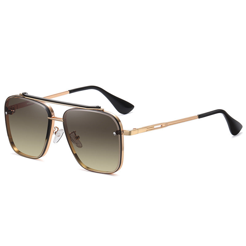 Men's Colorful Two-color Large-frame Metal Sunglasses